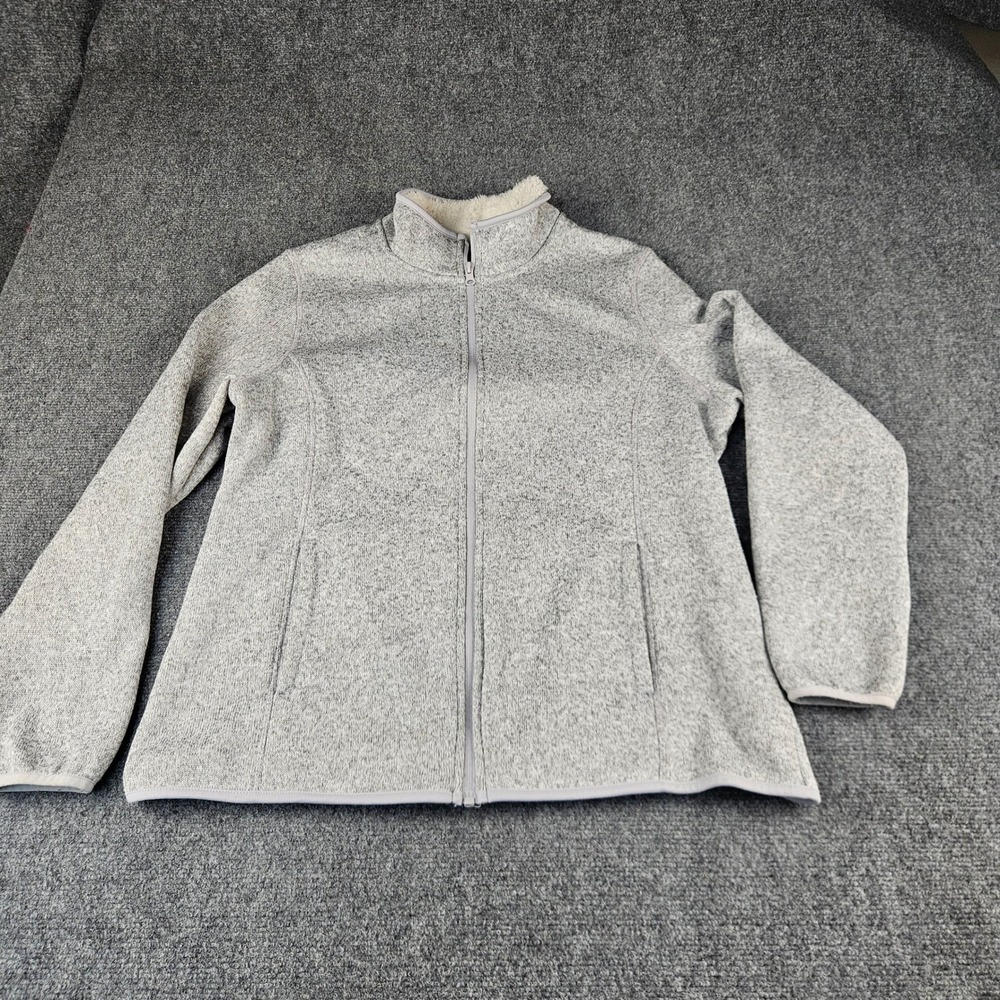 Swiss Tech Mens Full Zip Sweater Fleece Jacket Soft Silver XL STOL47351